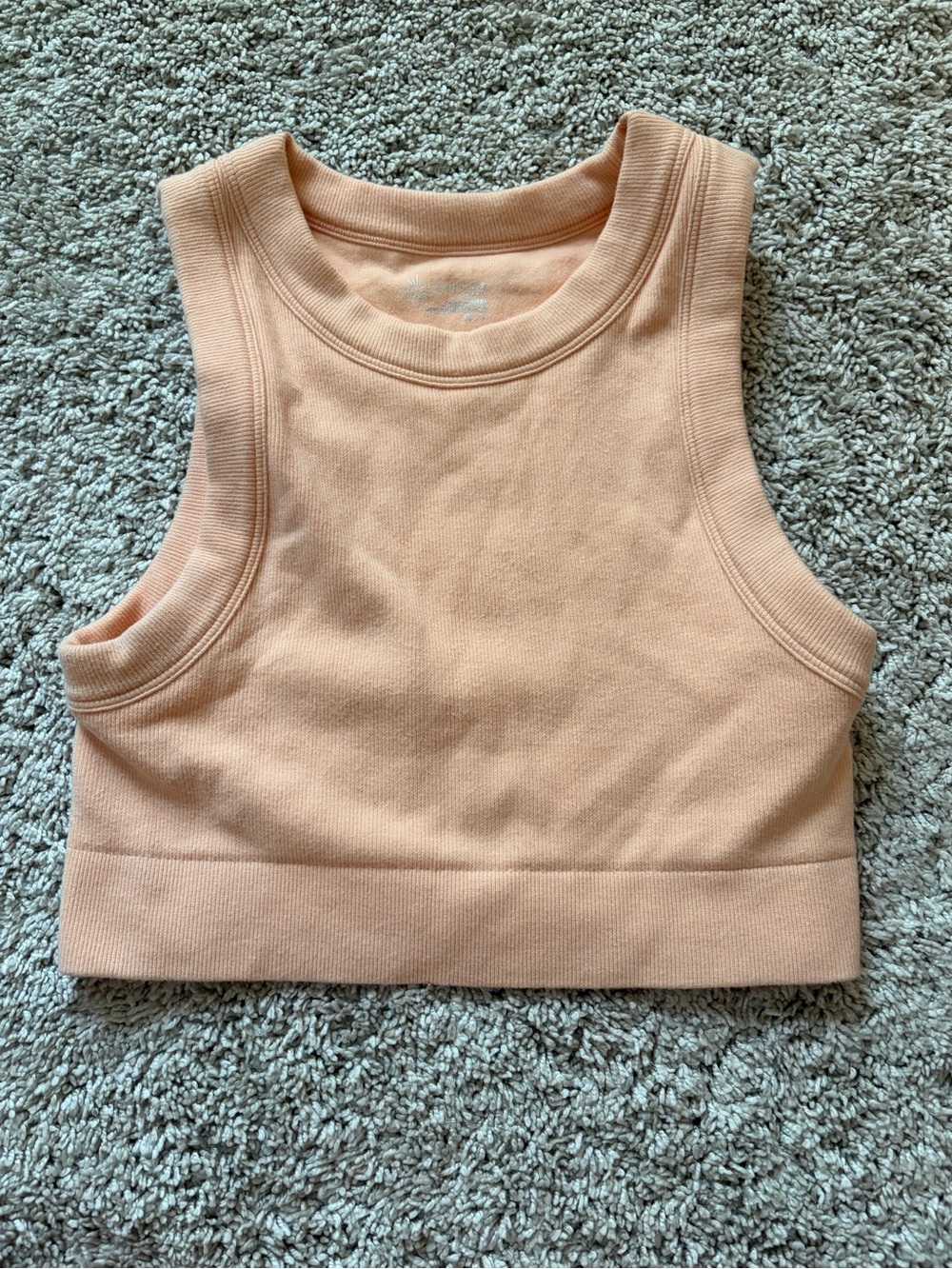 aerie Peach Ribbed Cropped Tank